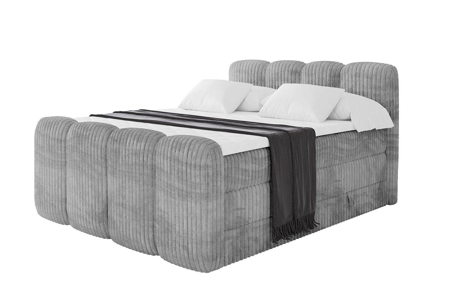 BOXBETT mit Matratze H3|H4 und Lattenrost - NINA-Z KING - 140x200 cm Tila - Hellgrau - Hellgrau, Holzwerkstoff (140/200cm)