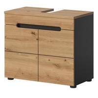 WASCHBECKENUNTERSCHRANK Eiche, grau 63 cm, Waschtisch mit Soft-Close - Eiche Artisan/Grau, Holz/Holzwerkstoff (63/55/34cm) - Inn.Furn