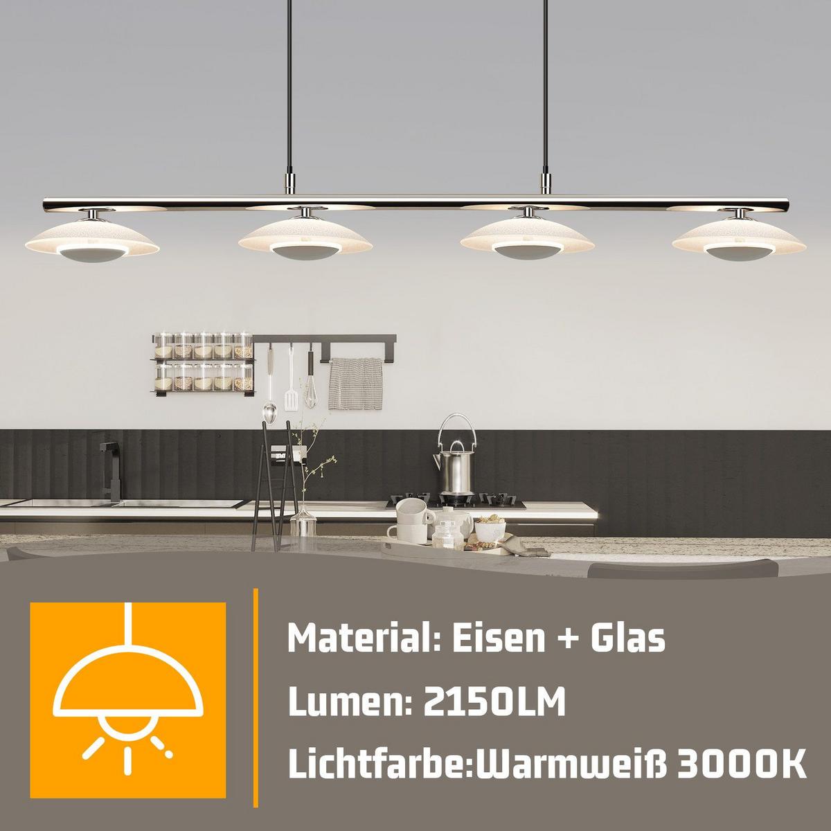 HÄNGELEUCHTE Zorvq 94/16/133 cm - Chromfarben, Glas/Metall (94/16/133cm) - ZMH