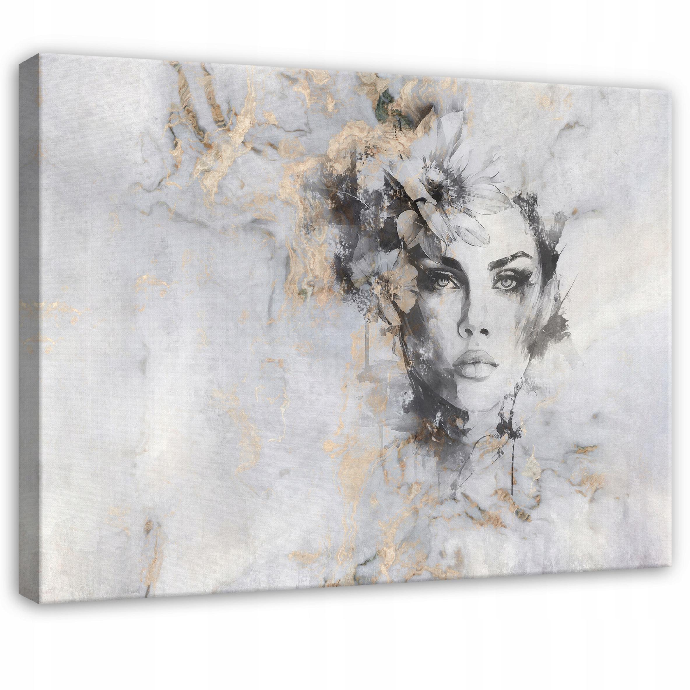 LEINWANDBILD Frau Beton Beige 120x80 cm - Multicolor, Holzwerkstoff (120/80cm) - Wallarena