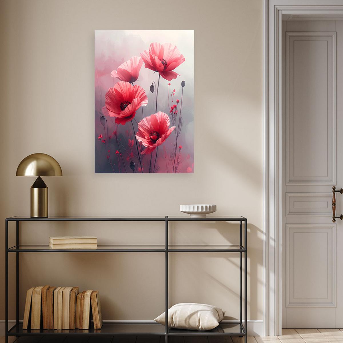 LEINWANDBILDER, Feld rote Mohnblumen - Rosa, Textil (80/120cm) - Feeby