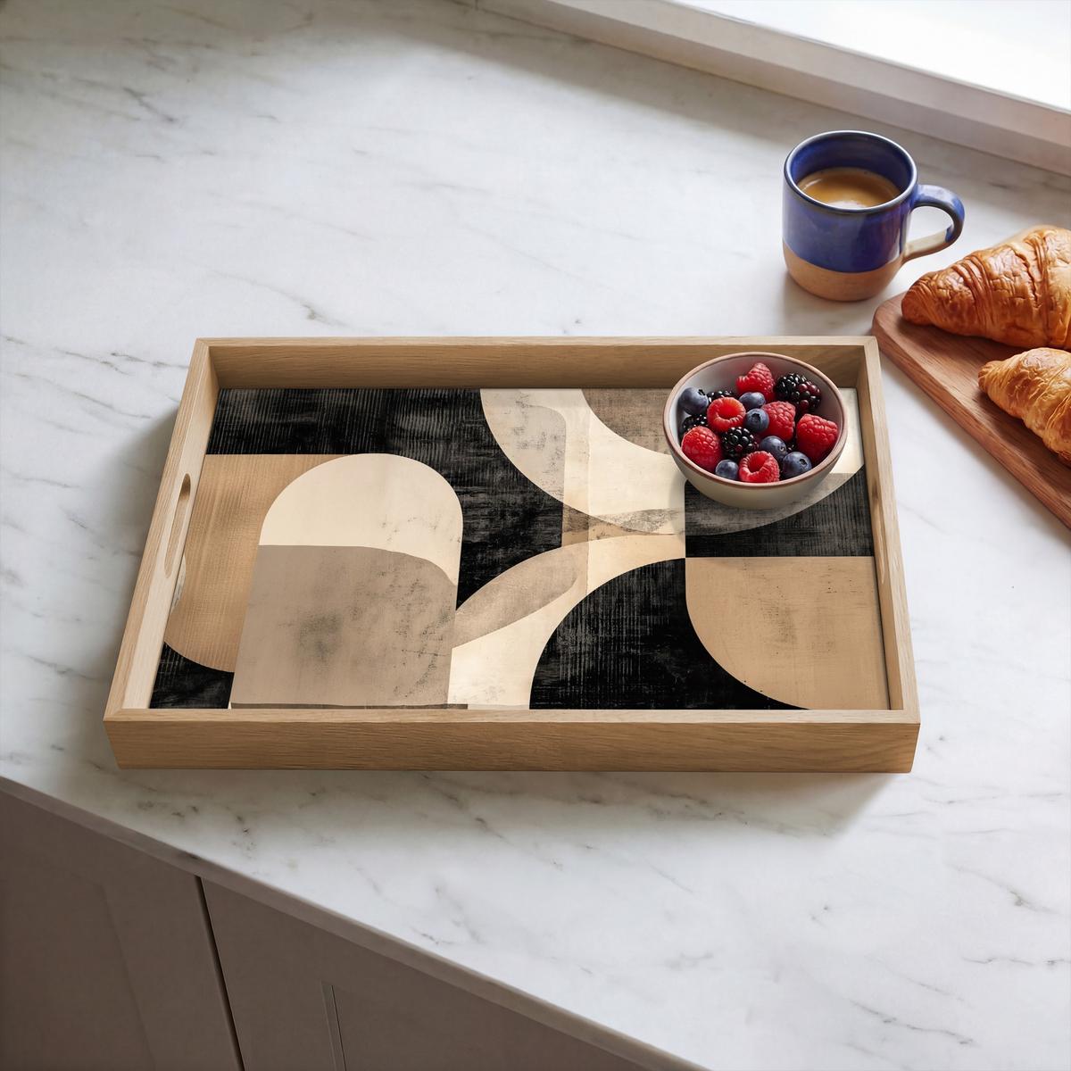 TABLETT Abstrakt - Formen - Modern - Beige 50x35 cm - Beige, Holz (50/5/5cm) - OnlyWow
