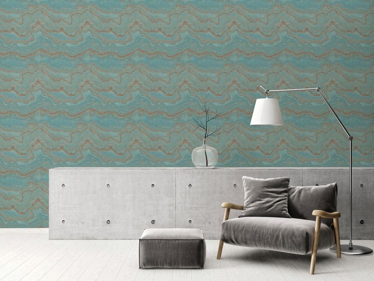VLIESTAPETE Blau 53/1005 cm - Türkis, Textil (53/1cm) - KUNSTLOFT