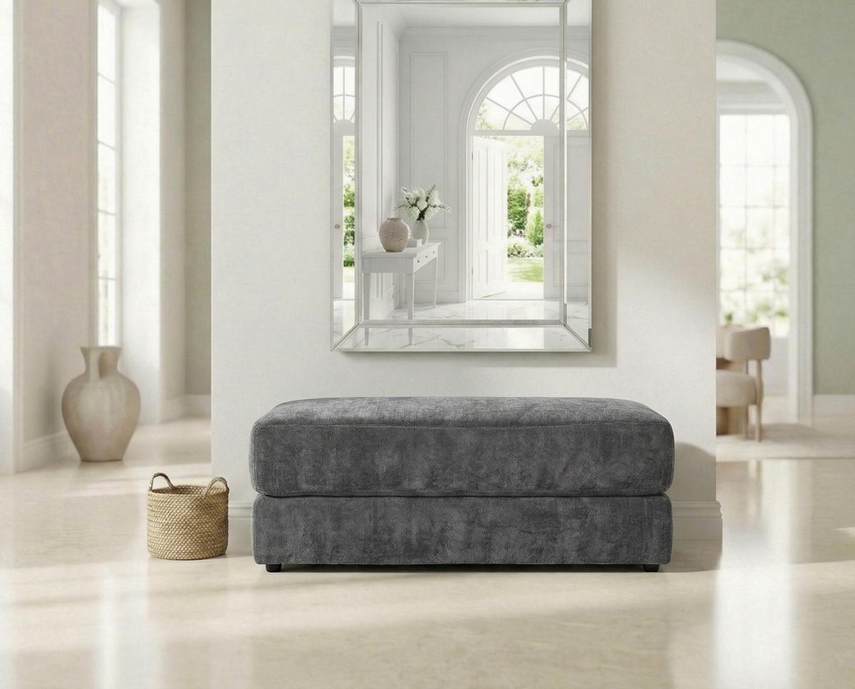 POLSTERHOCKER Federkern B124/T60/H40 cm Chenille-Bezug Grau / 15259 - Schwarz/Grau, Kunststoff/Textil (124/40/60cm) - luma-home