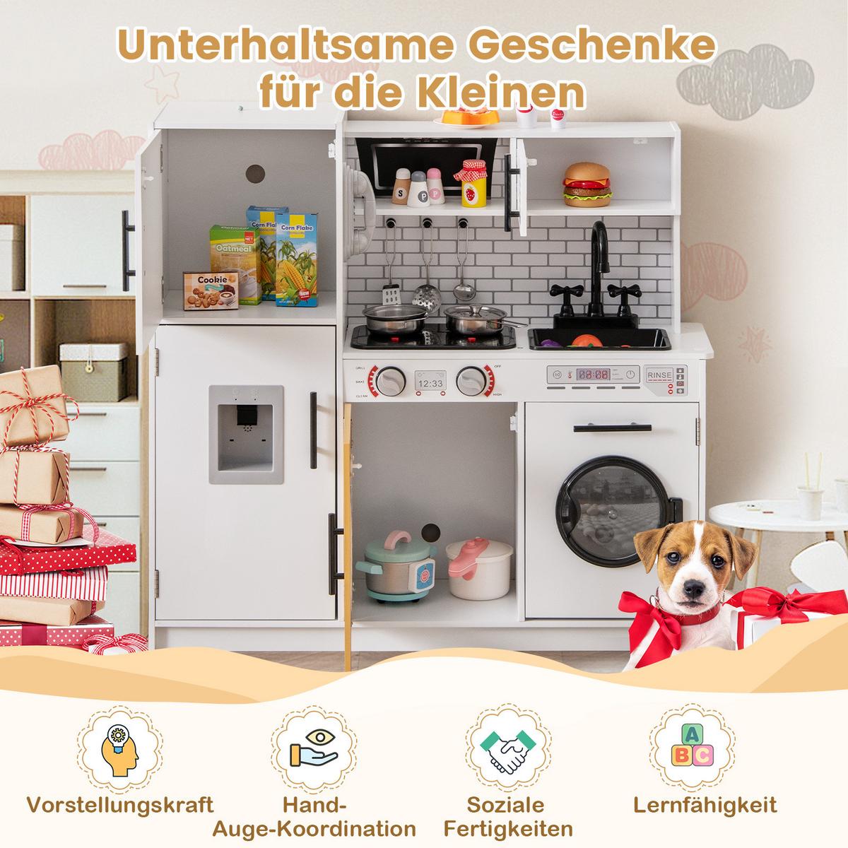 KINDERKÜCHE Weiß - Weiß, Holzwerkstoff (82/80.5/25cm) - COSTWAY