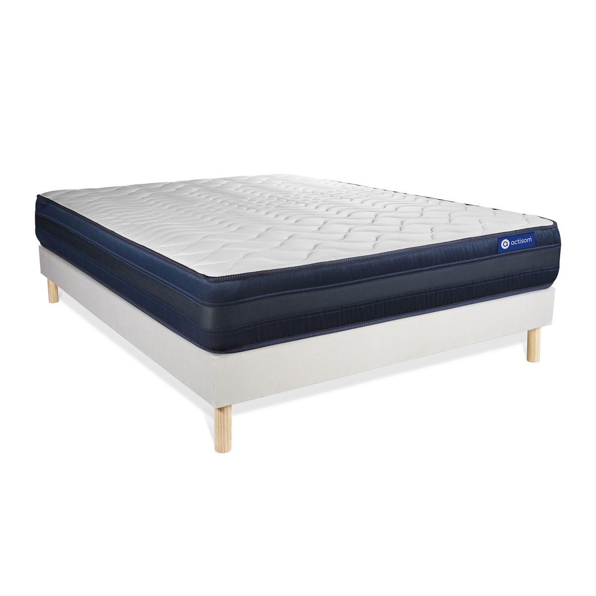 BETT Actimemo tech Memory-Schaum 140 x 200 cm h4 - Kit Bettgestell Weiß - Beige/Weiß, Karton/Holz (140/200cm) - ACTISOM