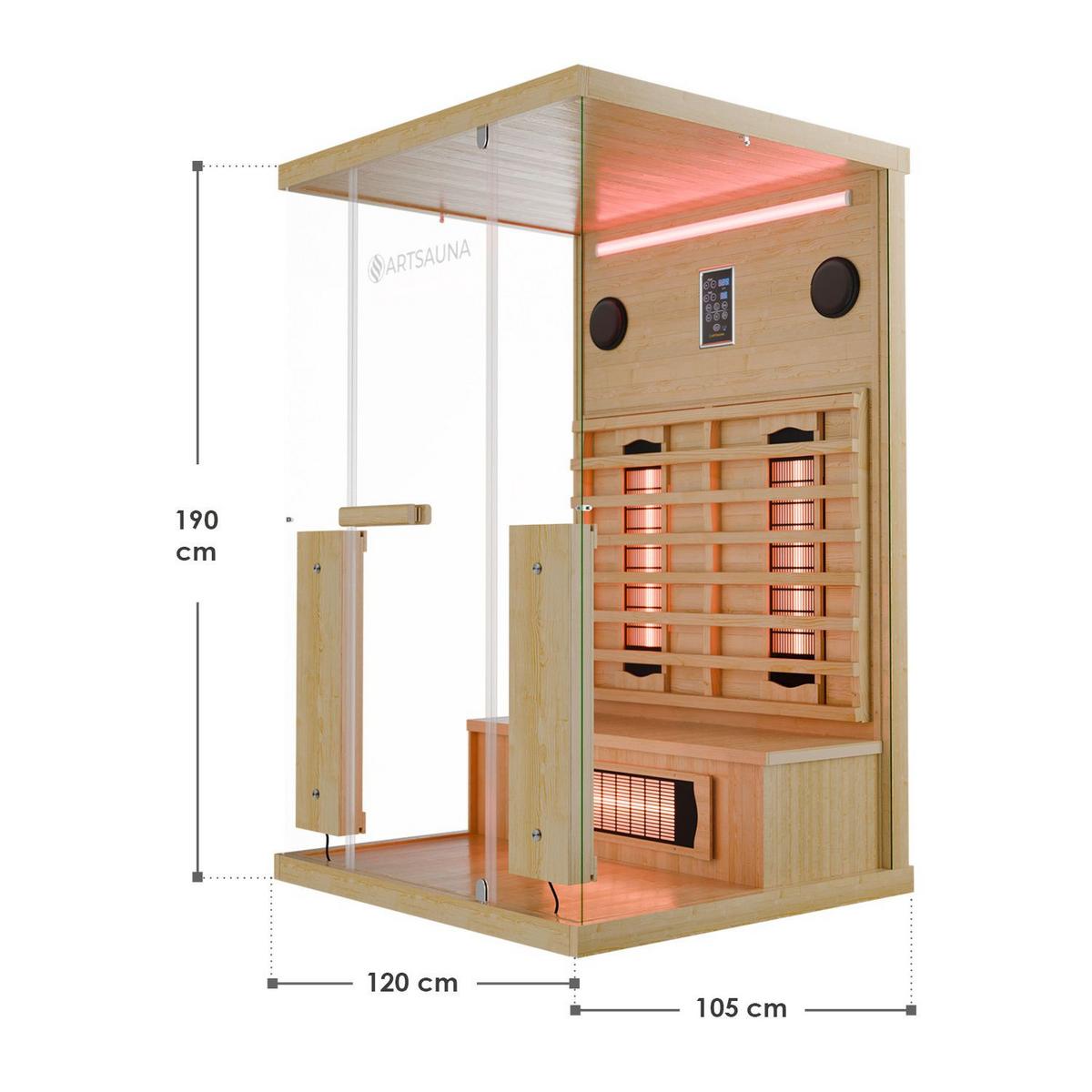 INFRAROTKABINE Göteborg mit Vollspektrumstrahlern - Naturfarben, Holz (120/190/105cm) - Artsauna