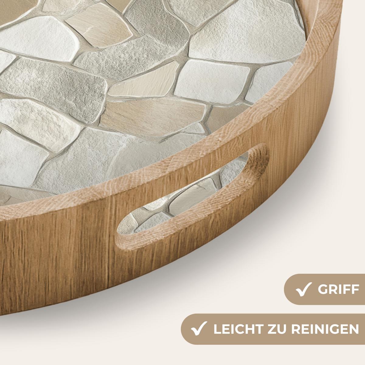 TABLETT Mosaik - Steine - Beige 50x50 cm - Beige, Holz (50/5/5cm) - OnlyWow