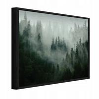 BILDER mit Rahmen Wald im Nebel Natur Grün 150x100 cm - Multicolor, Metall (150/100cm) - Wallarena