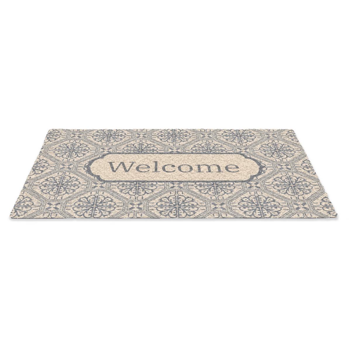 FUSSMATTE Willkommen - Klassisch - Grau Flurteppich 60x40 cm - Beige, Kunststoff (60/0.4cm) - MuchoWow
