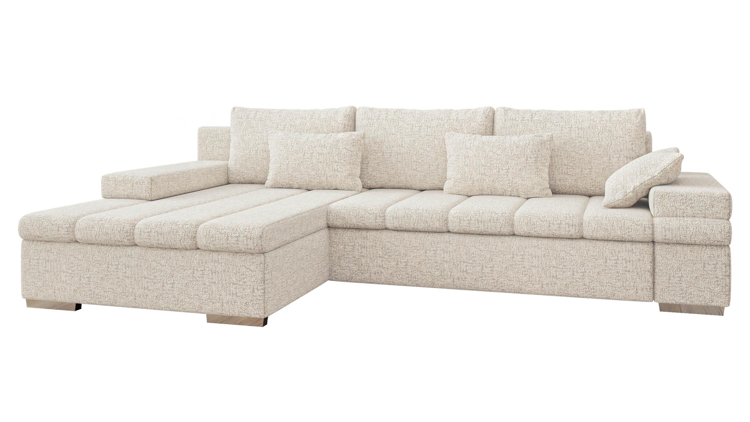 ECKSOFA Bangkok, Seite: Links - Silberfarben/Naturfarben, Holz/Textil (310/175cm) - MIRJAN24