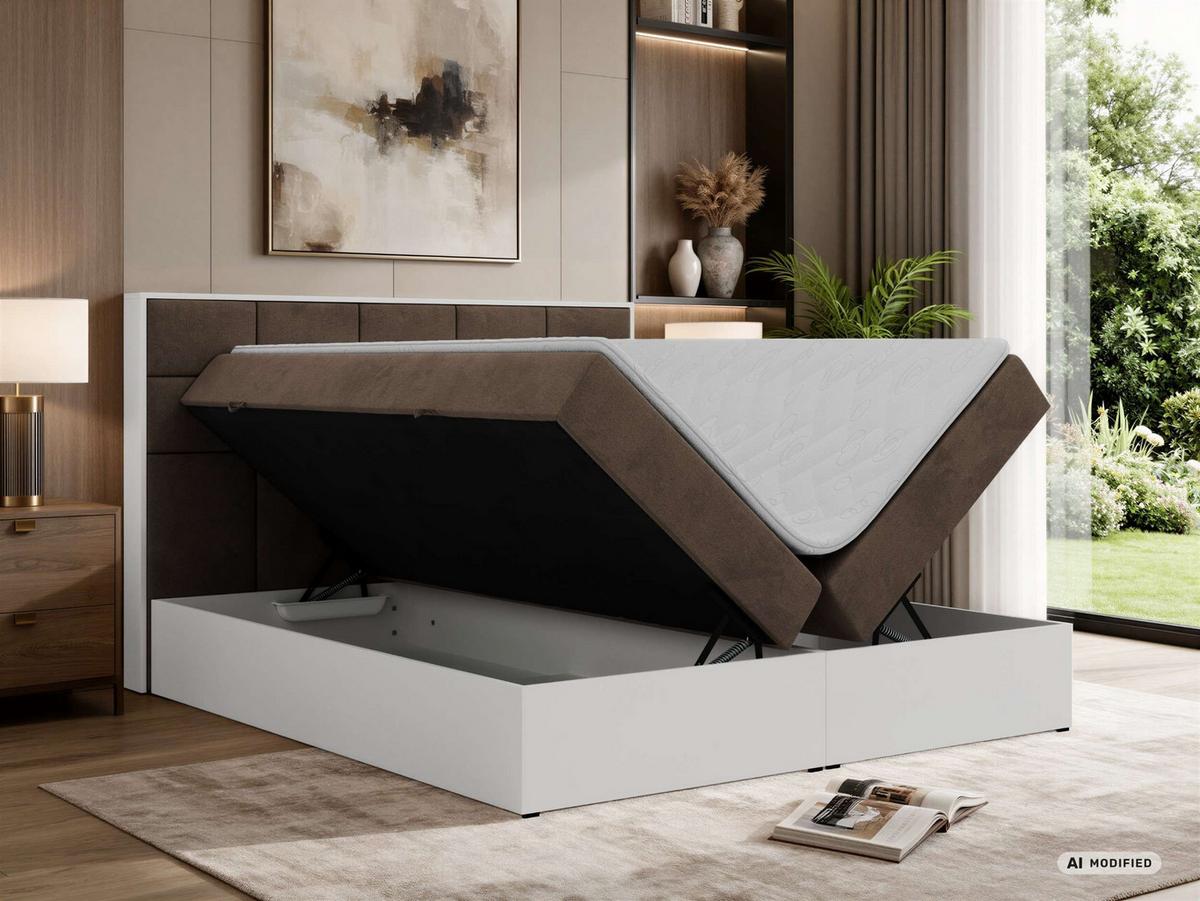 BOXBETT ALVIT 140/200 - Braun Velvet - Topper T25 - H3 - Schwarz/Braun, Kunststoff/Textil (140/200cm) - MKS
