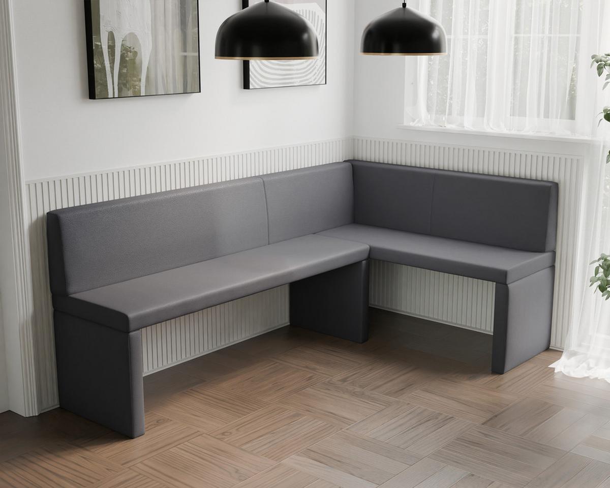 ECKBANK rechts OWEN Kunstleder, 142/196 cm Dunkelgrau - Dunkelgrau, Holz/Kunststoff (142/196cm) - Idohome