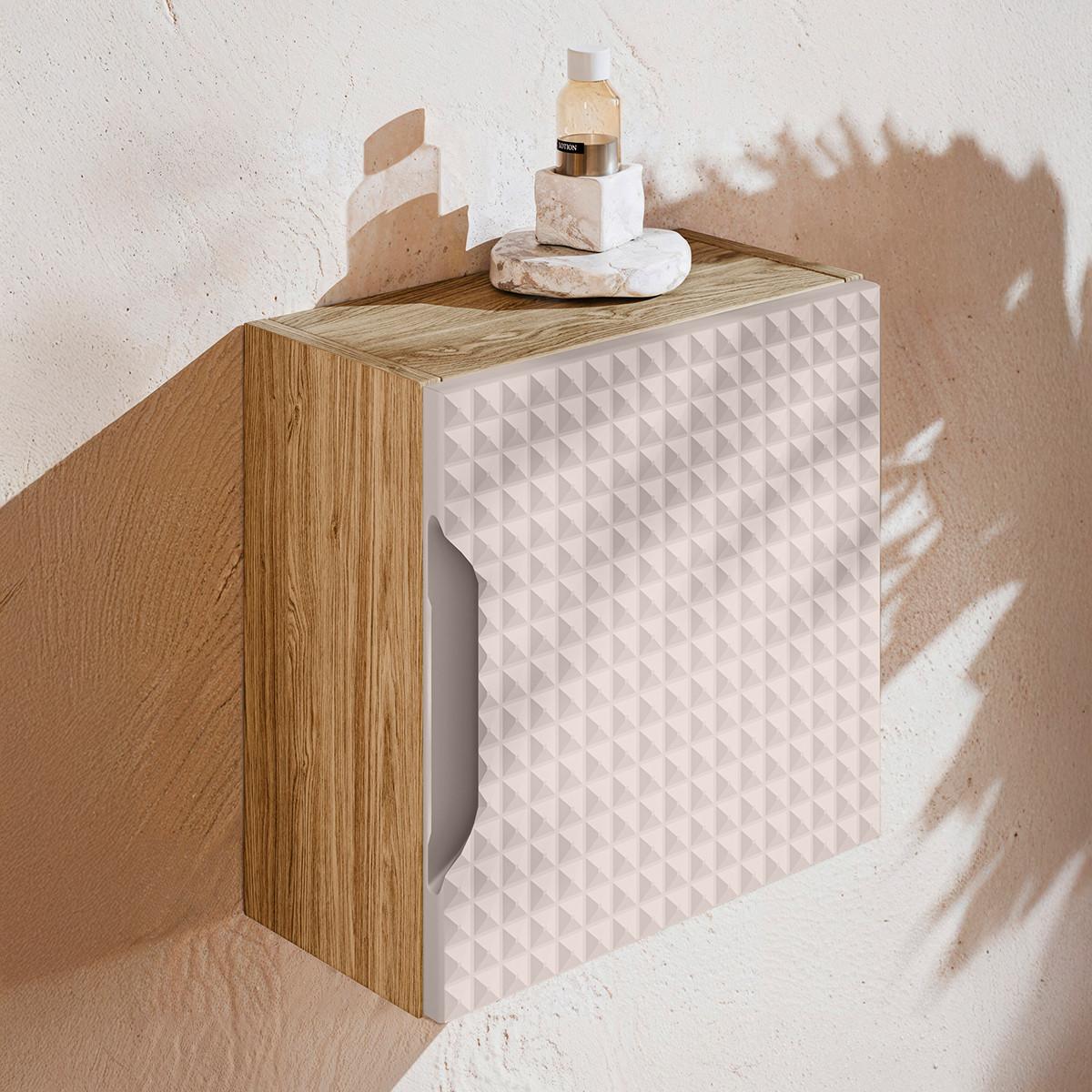 SCHRANK 1 Tür Mallory Beige und Holz - Braun, Holzwerkstoff (35/35/19cm) - Petits-meubles