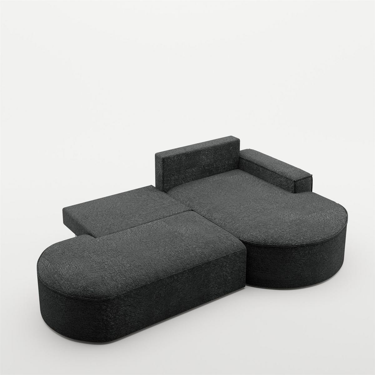 ECKSOFA Venedig Mit Schlaffunktion - Schwarz, Holzwerkstoff/Textil (278/179cm) - Fun Möbel