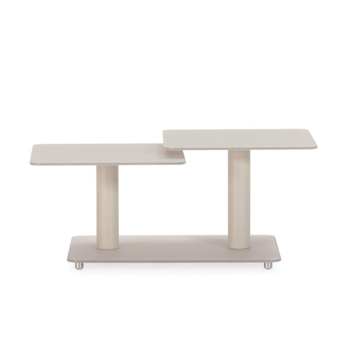 COUCHTISCH mit quadratischen Glasplatten 54/42,8/114,6 cm - Beige, Glas (66.5/54/42.8cm) - Calicosy