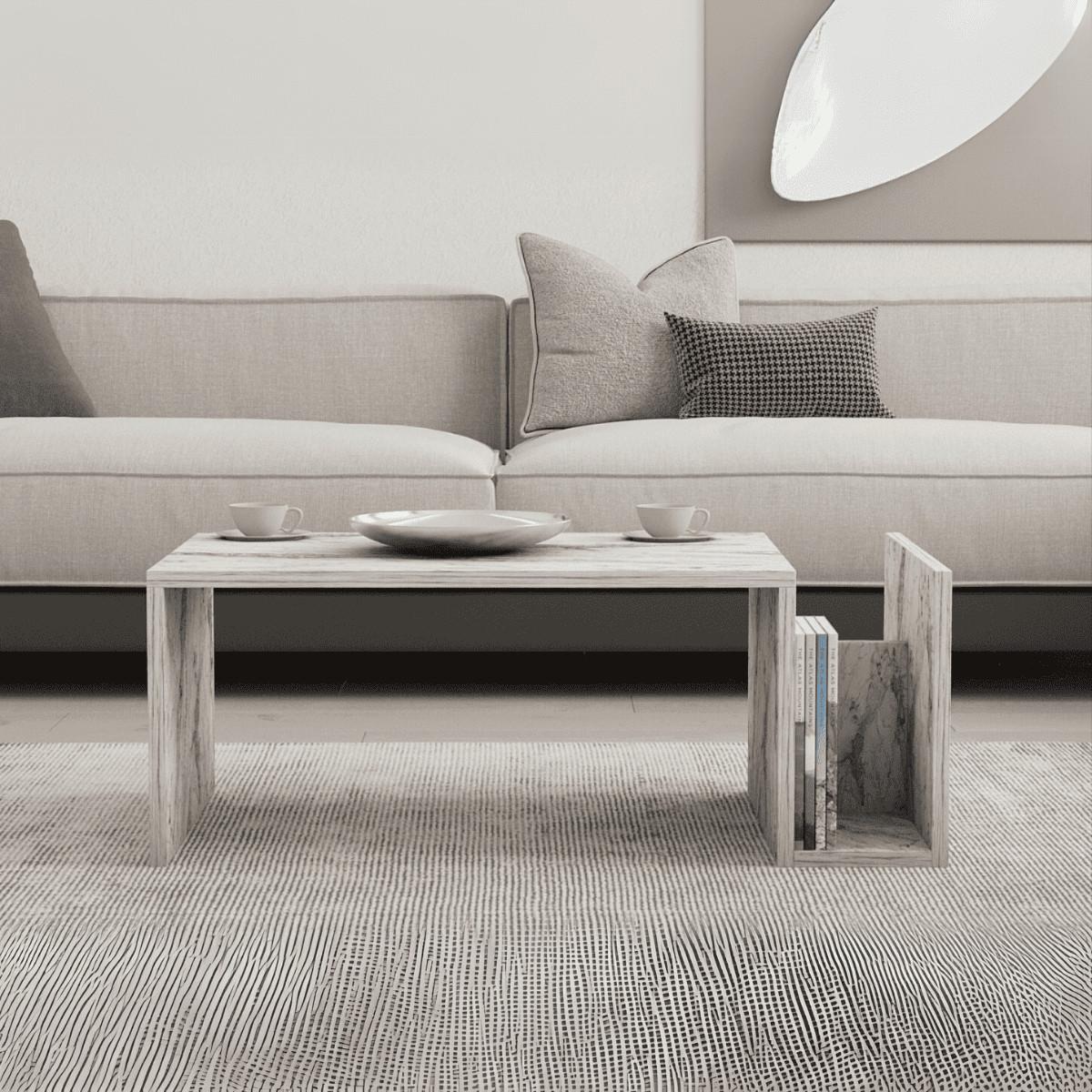 COUCHTISCH - memo 86,8/50/32,4 cm - Hellgrau, Holzwerkstoff (76/76/5cm) - Calicosy