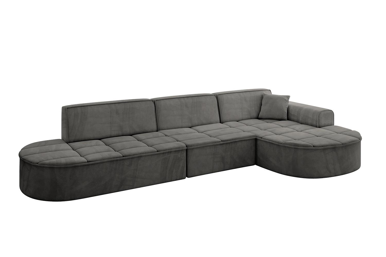 ECKSOFA Ottomane Rechts TARO-L2 - 328x171x79,5 cm Dunkelgrau - Dunkelgrau, Holzwerkstoff/Textil (328/171cm) - ALTDECOR