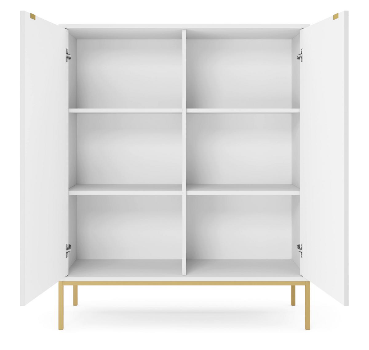HIGHBOARD Vellore Weiß mit goldenen Metallbeinen 104 cm - Goldfarben/Weiß, Holzwerkstoff/Metall (104/125/39cm) - Selsey