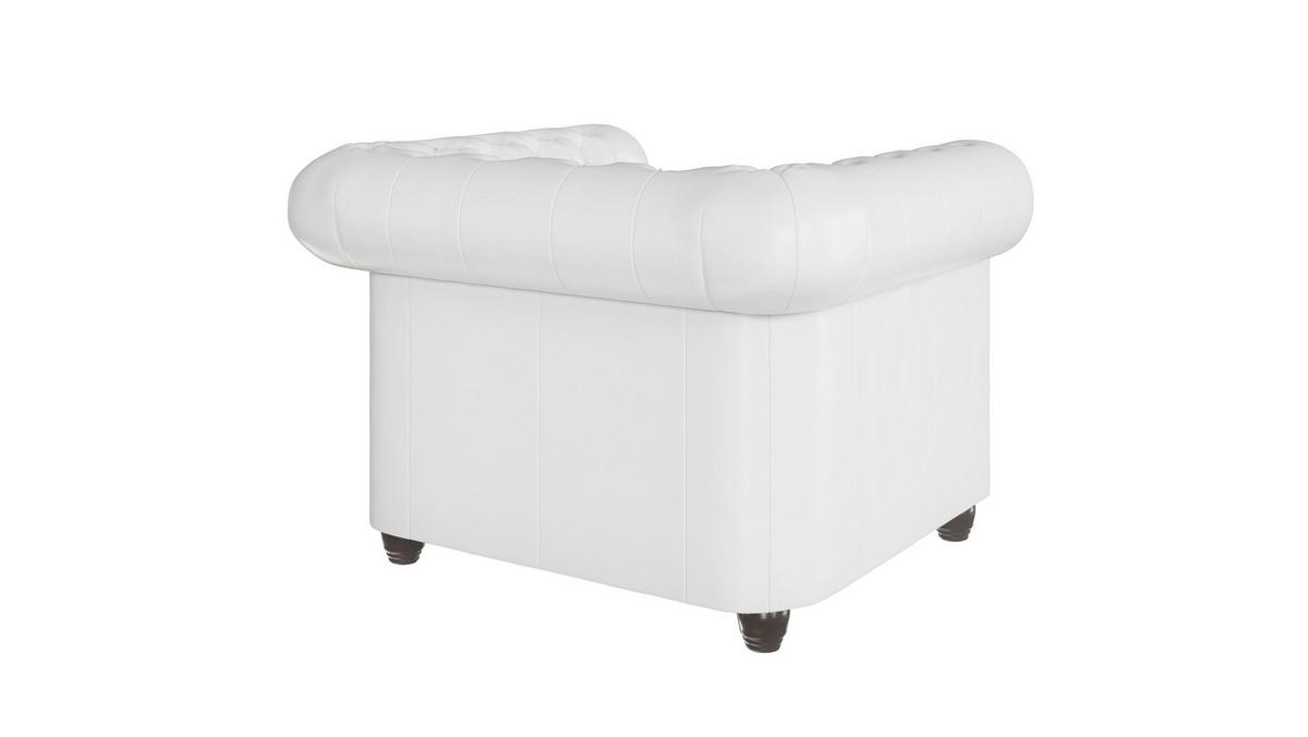 CHESTERFIELD-SESSEL Morin Weiß vegan Leder - Weiß/Braun, Holz/Textil (94/72/86cm) - S-Style Möbel