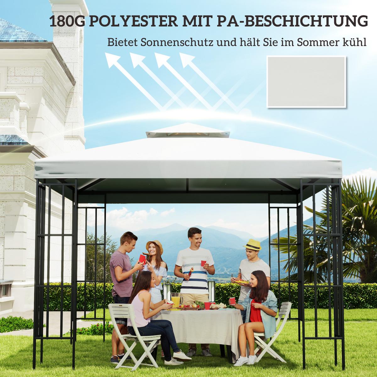 ERSATZDACH Dach für Metall-Gartenpavillon Pavillon Partyzelt Gartenzelt 3x3 - Weiß, Kunststoff (300/18/300cm) - Outsunny
