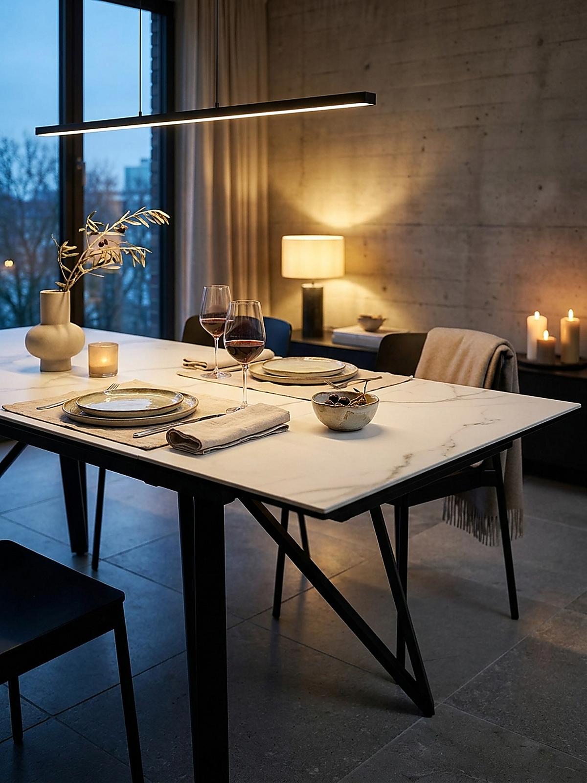ESSTISCH Ausziehbar Keramik Glas Marmoroptik Rechteckig Groß, Weiß 180x95x76 cm - Schwarz/Weiß, Keramik/Metall (95/180/76cm) - KADIMA DESIGN