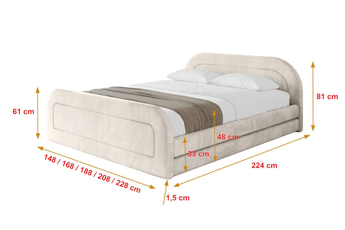 POLSTERBETT mit Bettkasten, Fußteil und Lattenrost, Boxbett ohne Matratze - LERIS-v1-Z 180x200 Beige - Beige, Holzwerkstoff/Textil (180/200cm) - ALTDECOR