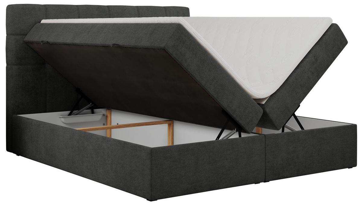 BOXBETT ERNI 140/200 - Dunkelgrau Strukture - H4 - Dunkelgrau, Holz/Textil (140/200cm) - MKS