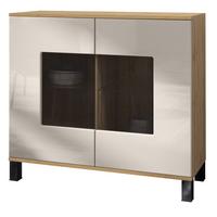 KOMMODE Grömitz Sandgrau Hochglanz - Sandfarben, Holzwerkstoff (92.5/84.5/35cm) - Vladon