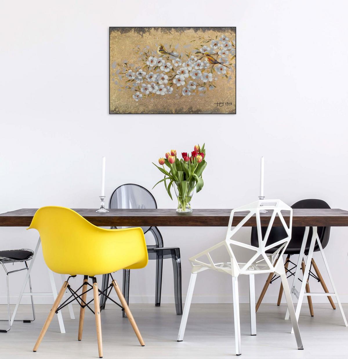 ACRYLBILD HANDGEMALT 80/60 cm - Weiß, Holz/Textil (80/60cm) - KUNSTLOFT