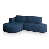 ECKSOFA CORTIO P L-S Blau Kordstoff mit Schlaffunktion - Blau, Holz (265/174cm) - MASSENO