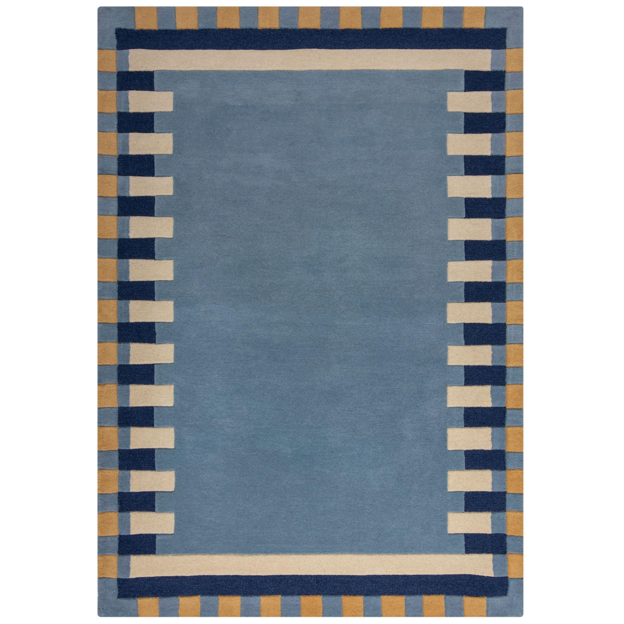 WOLLTEPPICH WENSUM, geometrisch, Blau-Gelb, 200 x 290 cm - Blau, Textil (290/200cm) - KADIMA DESIGN