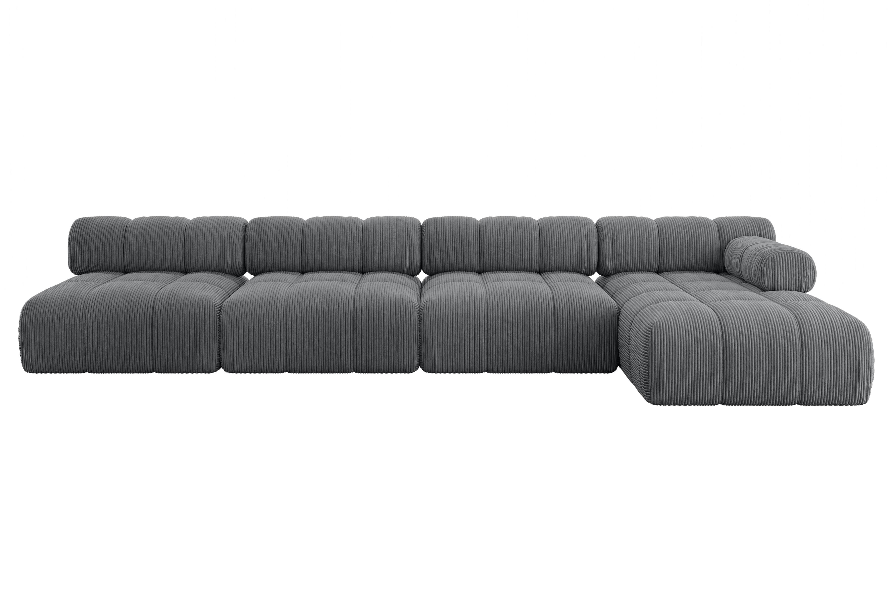 ECKSOFA modulares Sofa Razon-L3 - 380x160x70 cm Dunkelgrau Cord - Dunkelgrau, Holzwerkstoff/Textil (380/160cm) - ALTDECOR