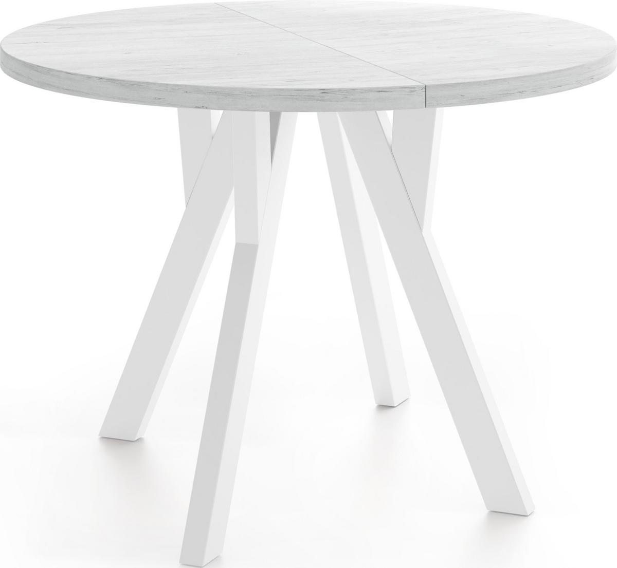 ESSTISCH Avero White runder ausziehbarer, Kiefer weiß 100-140/100/77 cm - Weiß, Holz/Holzwerkstoff (100/140/77cm) - WFL GROUP