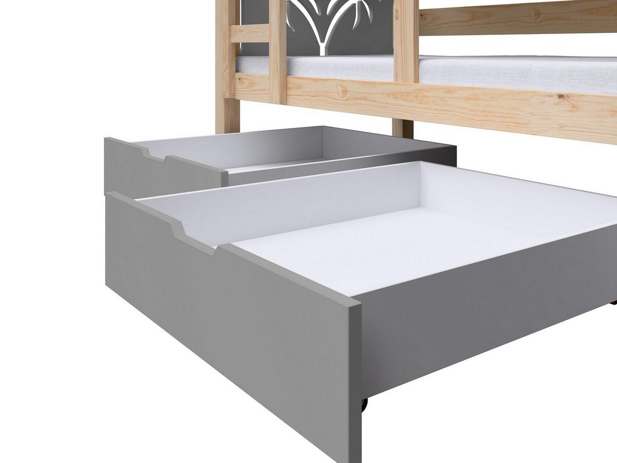 ETAGENBETT LEONE mit Bettkasten 80x180 cm Kieferfarben - Kieferfarben/Grau, Holz (80/180cm) - MASSENO