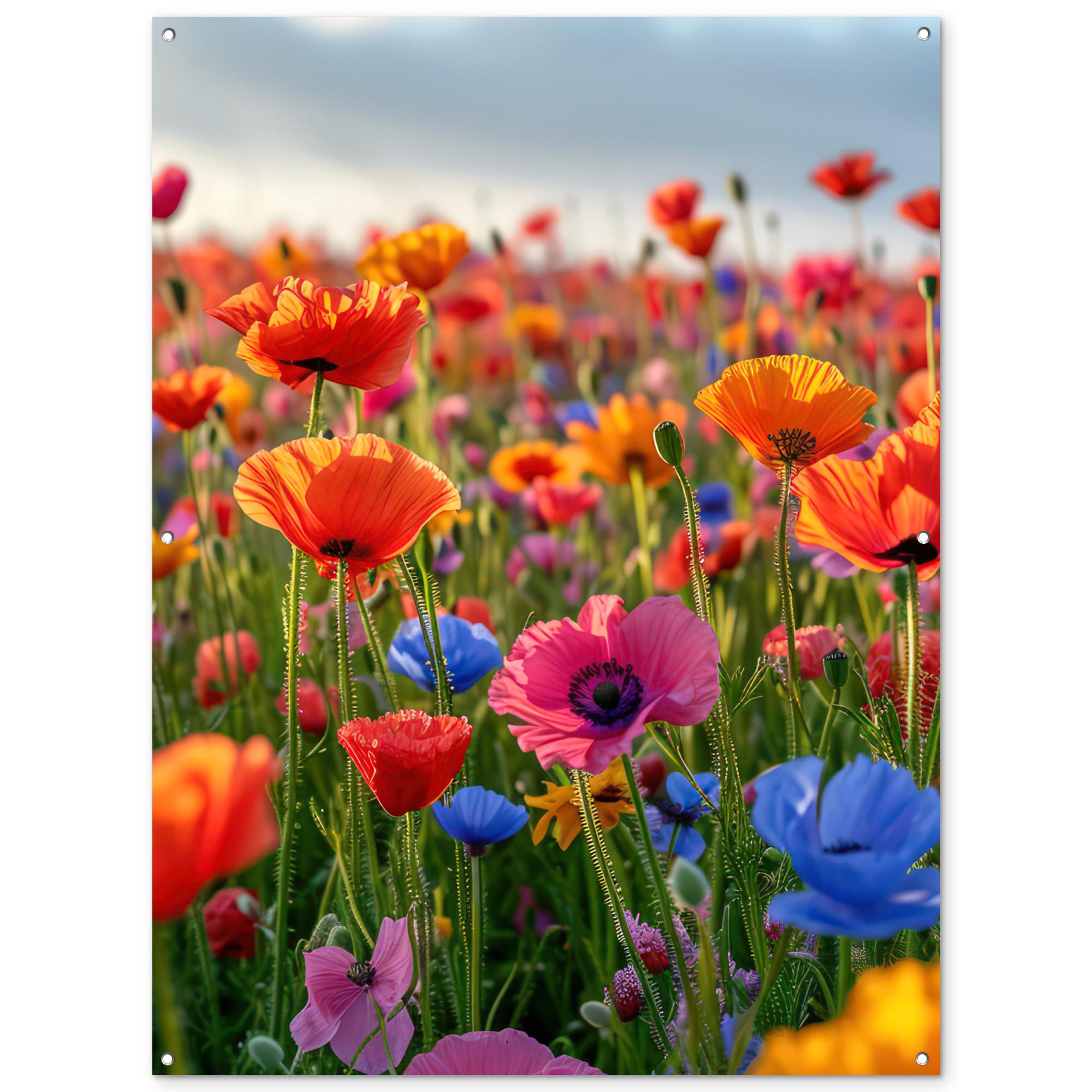 GARTENPOSTER Blumen - Mohnblumen - Farbenfroh - Natur Gartendekoration 120x160 cm - Dunkelorange, Kunststoff (120/160/0.2cm) - OnlyWow