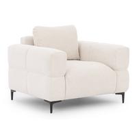 SESSEL Cardea in Bubble-Optik aus weichem Creme Strukturstoff mit hohem Sitzkomfort - Creme/Schwarz, Holz/Textil (102/80/97cm) - S-Style Möbel