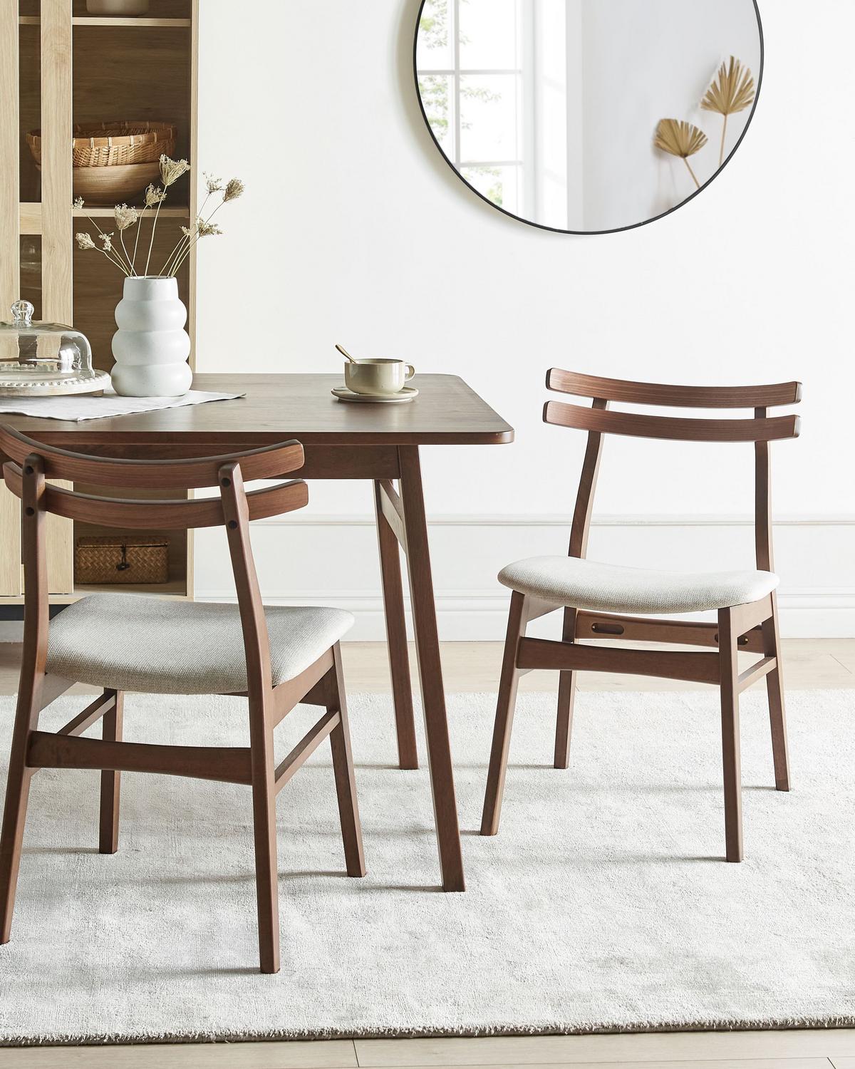 ESSZIMMERSTUHL 2er-Set Hellbeige Cynthiana - Beige/Braun, Holz (47/77/55cm) - Beliani
