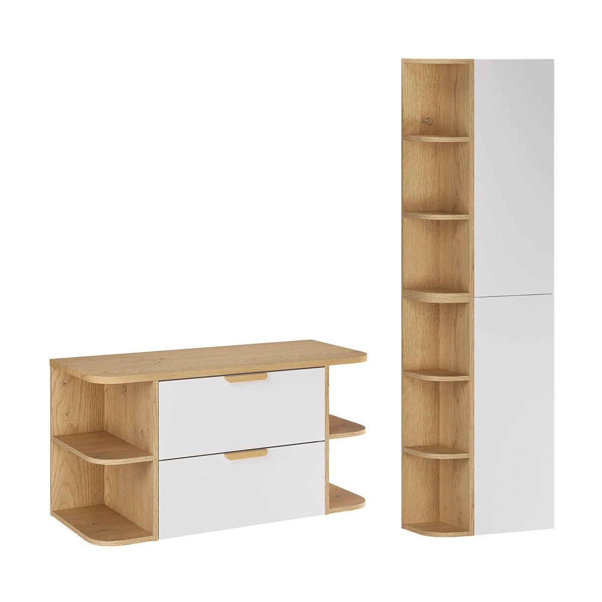 WASCHTISCHUNTERSCHRANK 100.4cm Oria 2er-Set Weiß - Weiß, Holzwerkstoff (100.4/50/45.8cm) - Petits-meubles