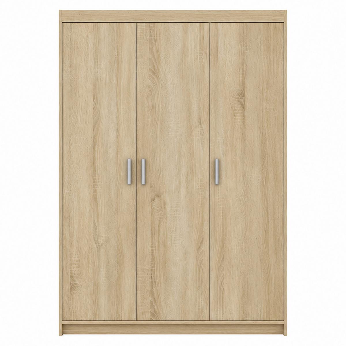 DREHTÜRENSCHRANK Elena mit 3 Türen, ohne Spiegel, Sonoma Eiche - Sonoma Eiche, Holzwerkstoff (130/190/53cm) - Beautysofa