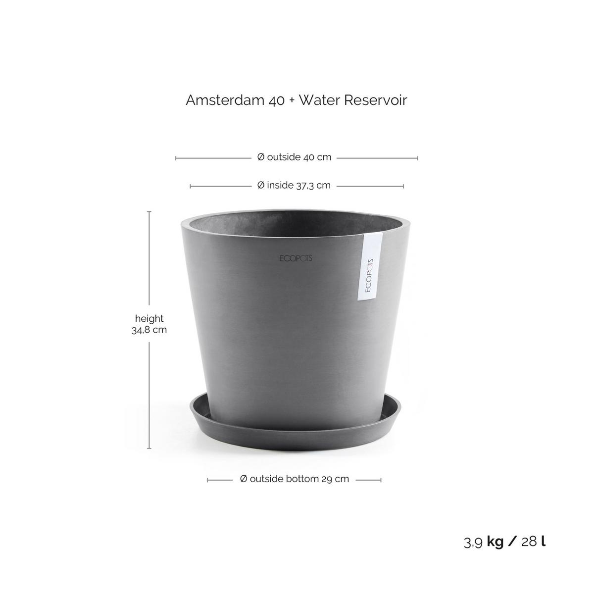 BLUMENTOPF mit Wasserreservoir Amsterdam 40/34,8 cm Grau - Grau, Kunststoff (40/34.8cm) - Ecopots