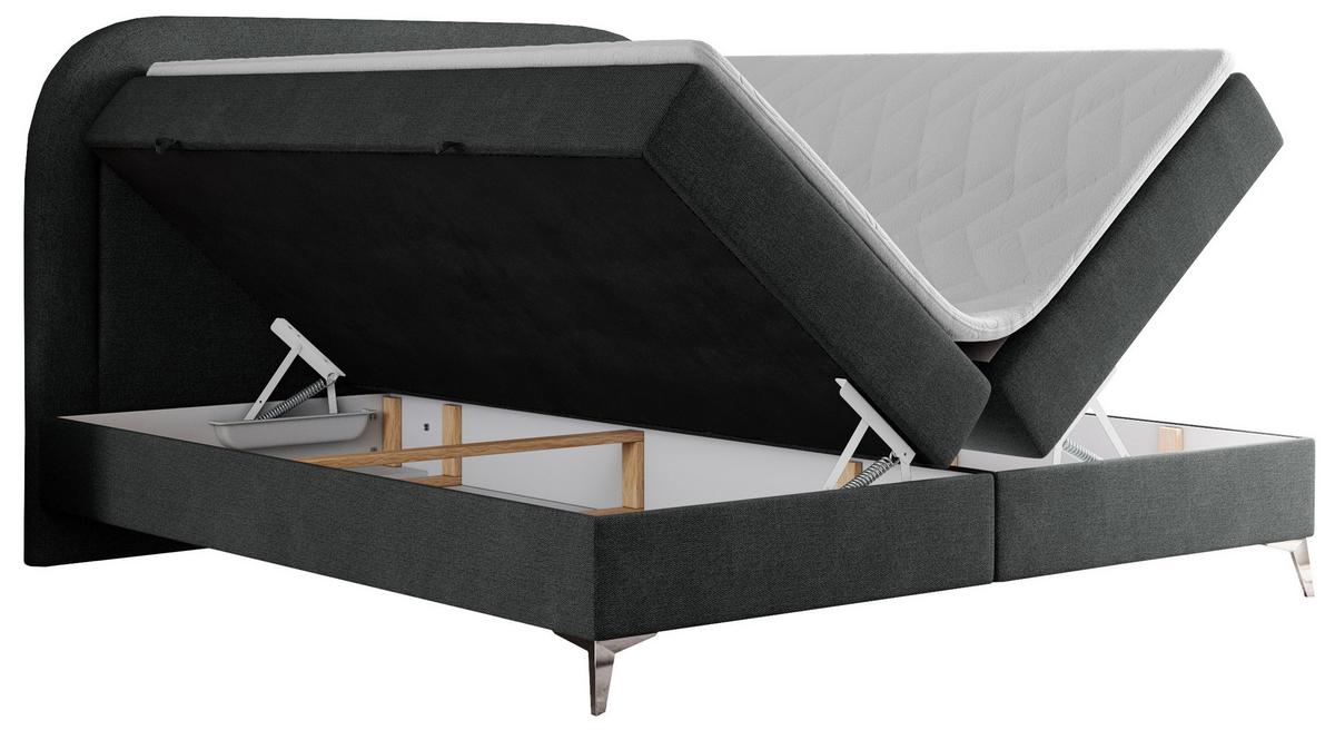 BOXBETT EIRA 180/200 Dunkelgrau Struktur - H4 - Dunkelgrau/Silberfarben, Holz/Textil (180/200cm) - MKS