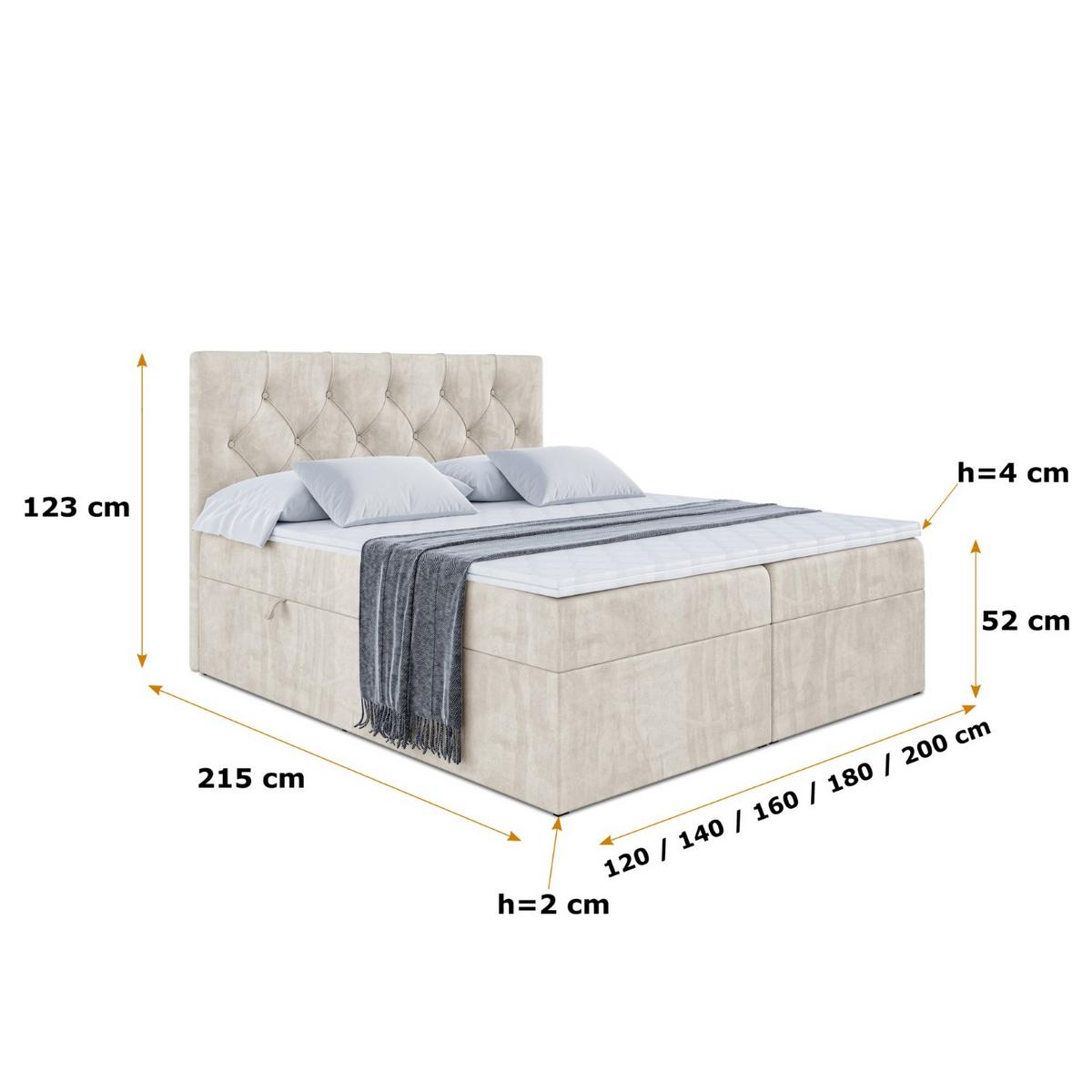 BOXBETT mit Matratze H4 und Lattenrost - MIRAGE - 140x200 - H4 - Ecru - Ecru, Holzwerkstoff (140/200cm) - ALTDECOR