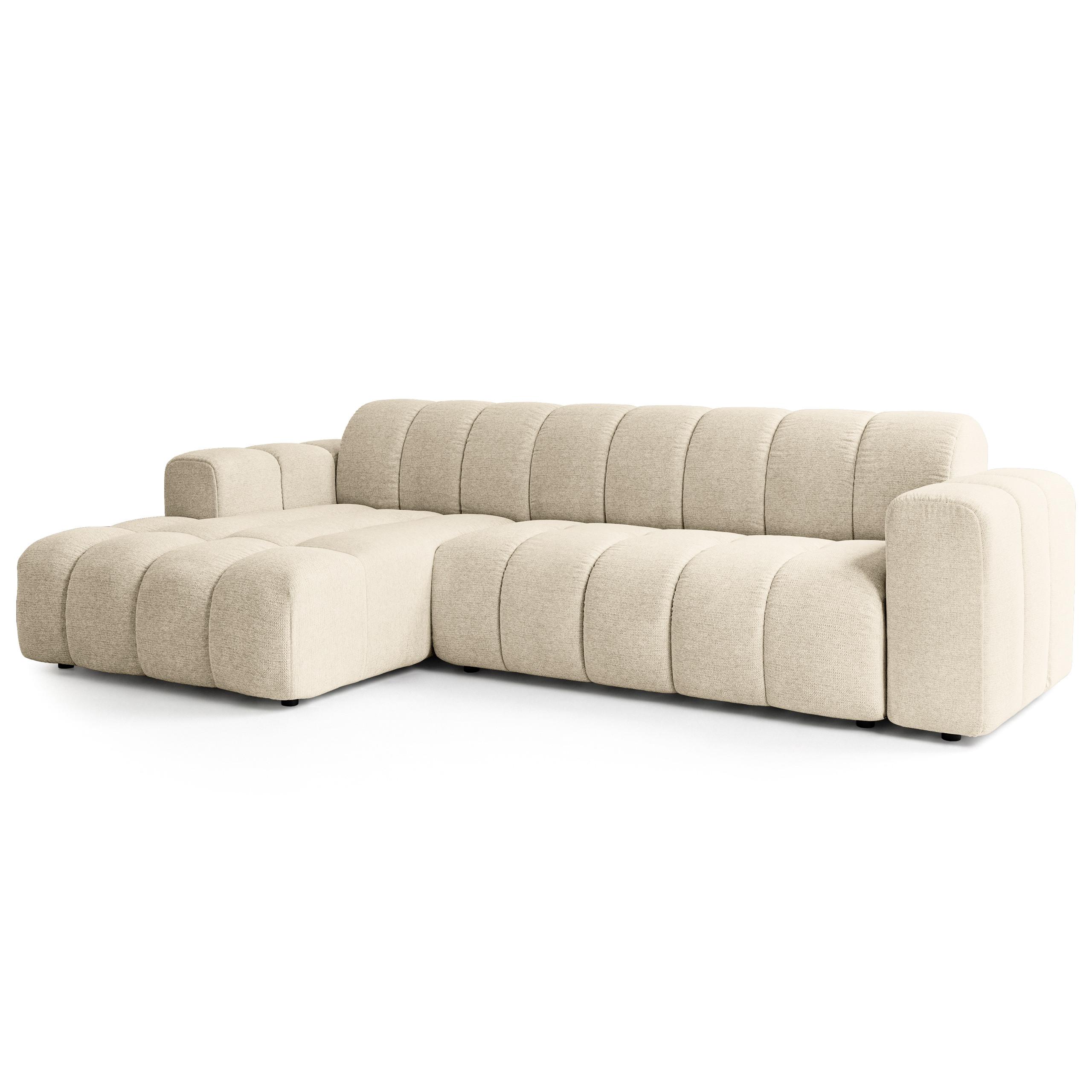 ECKSOFA SETIA Creme Strukturstoff - Creme, Holz (304/165cm) - MASSENO