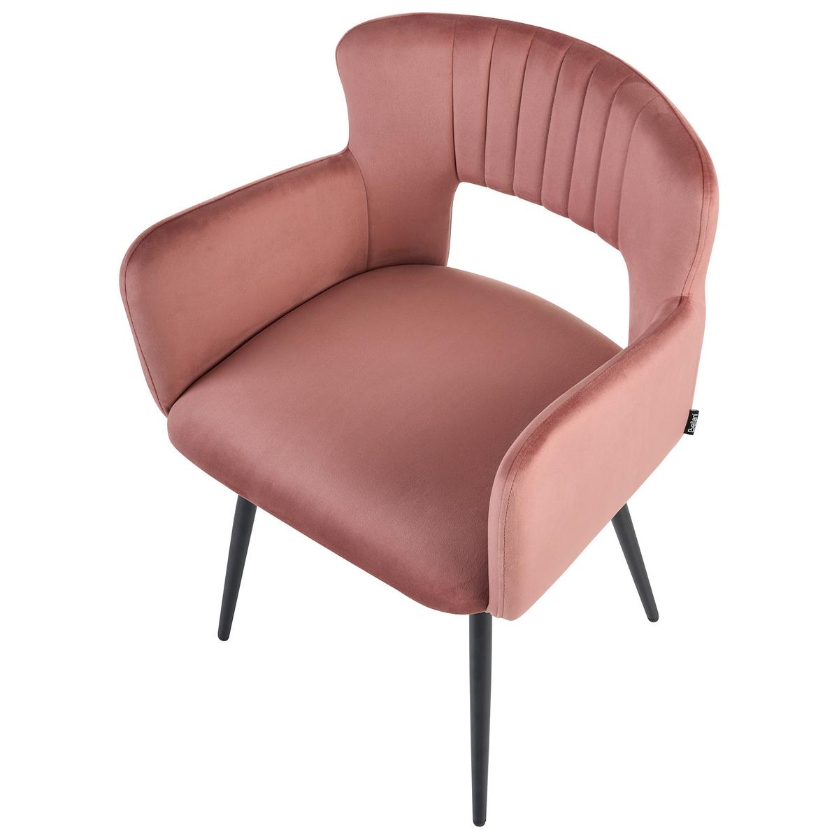 ESSZIMMERSTUHL 2er-Set Samtstoff Rosa Sanilac - Pink, Textil/Metall (52/75/44cm) - Beliani