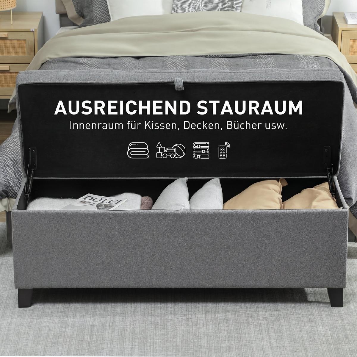 SITZBANK Polyester Kohlegrau - Dunkelgrau, Holzwerkstoff/Textil (40/48/120cm) - HOMCOM