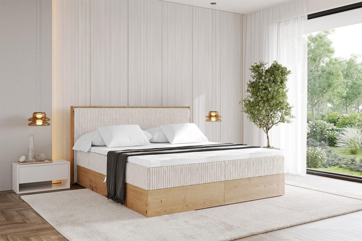 BOXBETT LOLLI9 - 120x200 - H4 Creme - Creme, Holzwerkstoff (120/200cm) - ALTDECOR