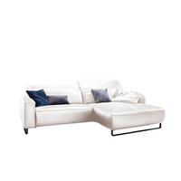 ECKSOFA MIT SITZTIEFENVERSTELLUNG YORK Ecru Leder Relaxfunktion - Ecru/Schwarz, Leder (284/180cm) - KAWOLA