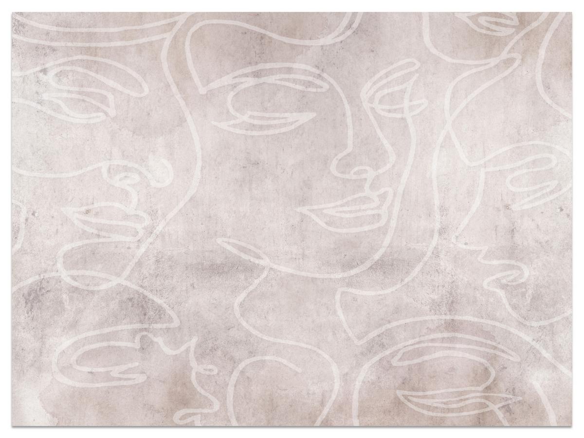 FOTOTAPETE für Schlafzimmer Abstrakte Gesichter Beton 350x256 - Beige/Braun, Papier (350/256cm) - Muralo