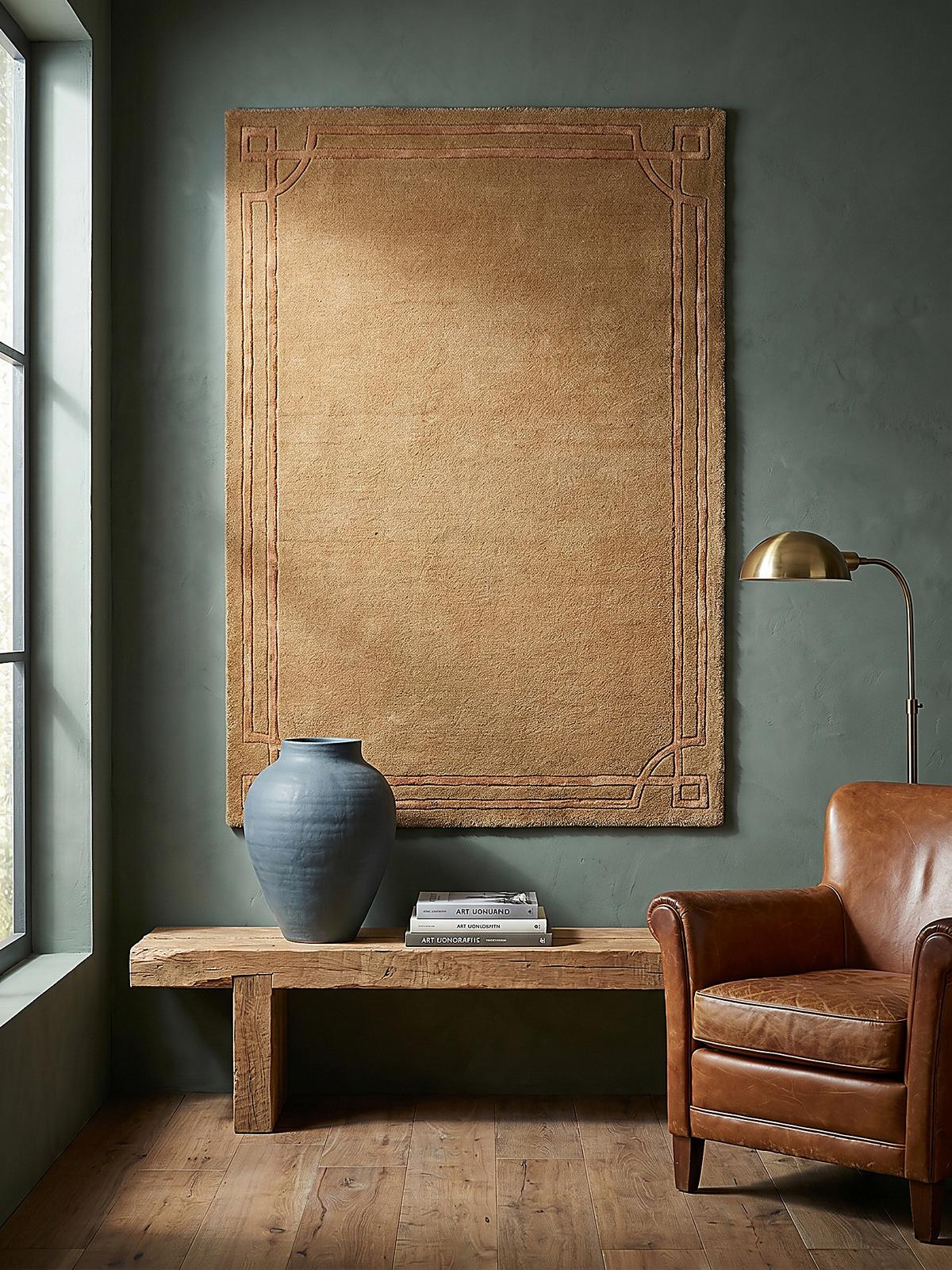 WOLLTEPPICH GLEN, mit Bordüre, Ocker, 160 x 230 cm - Orange, Textil (230/160cm) - KADIMA DESIGN